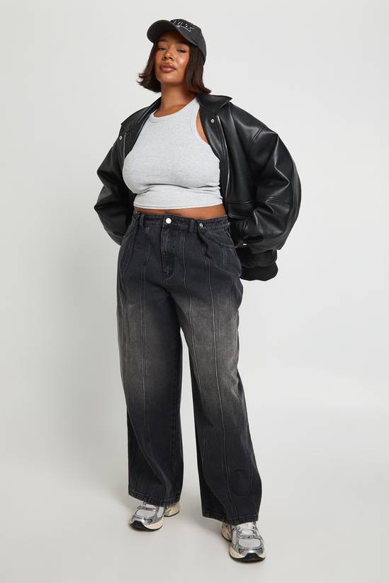 Plus Adjustable Waist Wide Leg Jean
