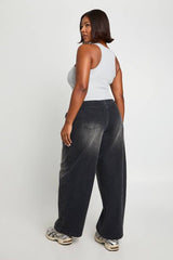 Plus Adjustable Waist Wide Leg Jean