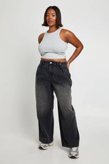 Plus Adjustable Waist Wide Leg Jean