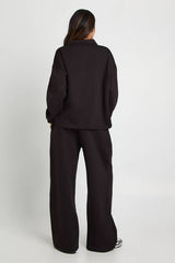Maternity Collared Button Down Sweatshirt & Wide Leg Tracksuit