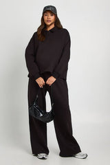 Maternity Collared Button Down Sweatshirt & Wide Leg Tracksuit