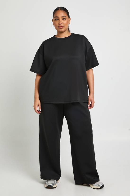 Plus Interlock Wide Leg Joggers
