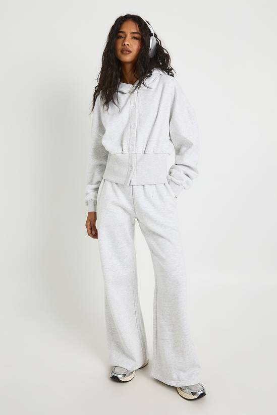 Cinched Waist Button Through Hooded Tracksuit