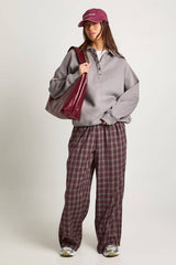 Collared Popper Oversized Washed Sweatshirt