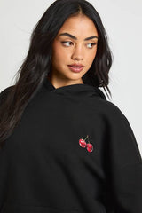 Cherry Print Oversized Hoodie