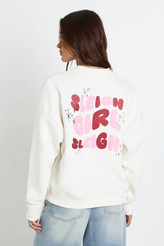 Sleigh Girl Printed Oversized Sweatshirt