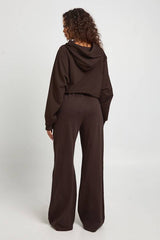 Washed Pintuck Detail Deep Waistband Wide Leg Jogger