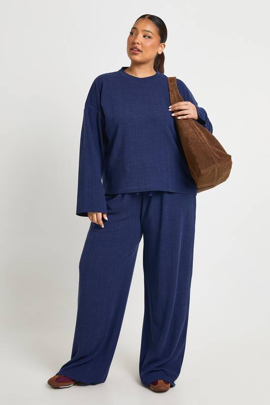Plus Long Sleeve T-shirt & Wide Leg Trouser Co Ord