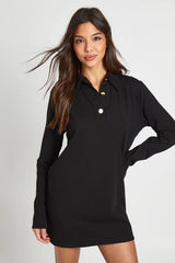 Collared Gold Button Tshirt Dress