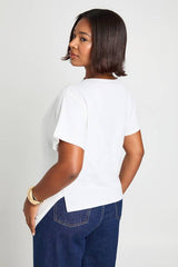 Plus Asymmetric Hem Cinched Waist T-shirt