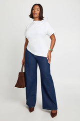 Plus Asymmetric Hem Cinched Waist T-shirt
