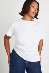 Plus Asymmetric Hem Cinched Waist T-shirt