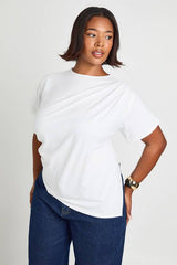 Plus Asymmetric Hem Cinched Waist T-shirt