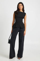 Bengaline Cinched Waist Sleeveless Top