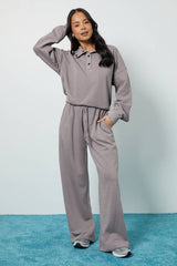 Washed Funnel Neck Sweatshirt Tracksuit