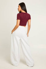 Petite High Waist Pleat Detail Straight Leg Jogger