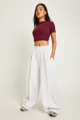 Petite High Waist Pleat Detail Straight Leg Jogger