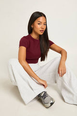 Petite High Waist Pleat Detail Straight Leg Jogger
