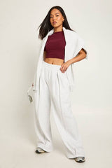 Petite High Waist Pleat Detail Straight Leg Jogger