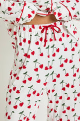 Tall Heart Cherry Print Long Sleeve Shirt & Trouser Pyjama Set
