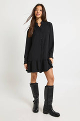 Hammered Ruffle Detail Smock Dress