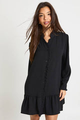 Hammered Ruffle Detail Smock Dress