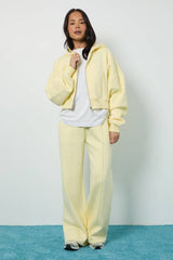 Pintuck Detail Deep Waistband Wide Leg Jogger