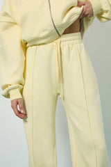 Pintuck Detail Deep Waistband Wide Leg Jogger
