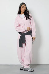 Boxy Zip Through Hoodie And Barrel Leg Jogger Tracksuit