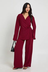 Woven Wrap Top & Trouser Set