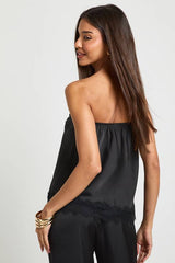 Satin Lace Contrast Loose Fit Bandeau