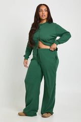 Plus Rib Wide Leg Trousers