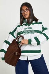 Plus Stripe Soho London Oversized Collared Jumper