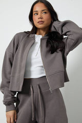 Bomber Sweatshirt Deep Hem Jogger Tracksuit