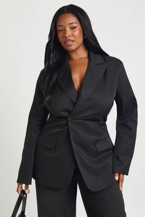 Plus Cinched Ruched Waist Blazer