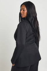 Plus Cinched Ruched Waist Blazer