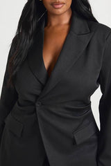 Plus Cinched Ruched Waist Blazer