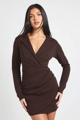 Wrap Long Sleeve Blazer Dress