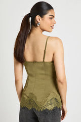 Lace Trim Satin Cami Top