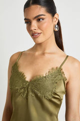 Lace Trim Satin Cami Top