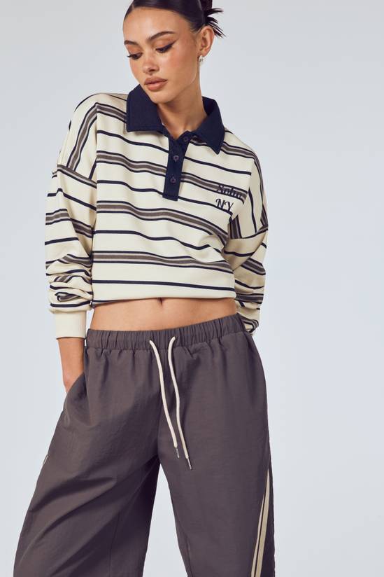 Striped Oversized Rugby Sweatshirt