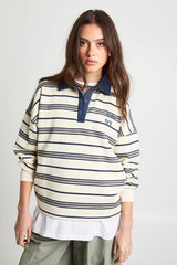 Striped Oversized Rugby Sweatshirt