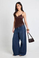 Satin Tie Back Lace Cami Top