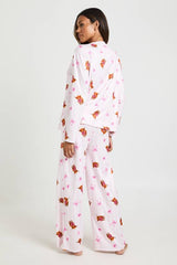 Maternity Highland Cow Print Long Sleeve Shirt And Trousers Pyjama Set