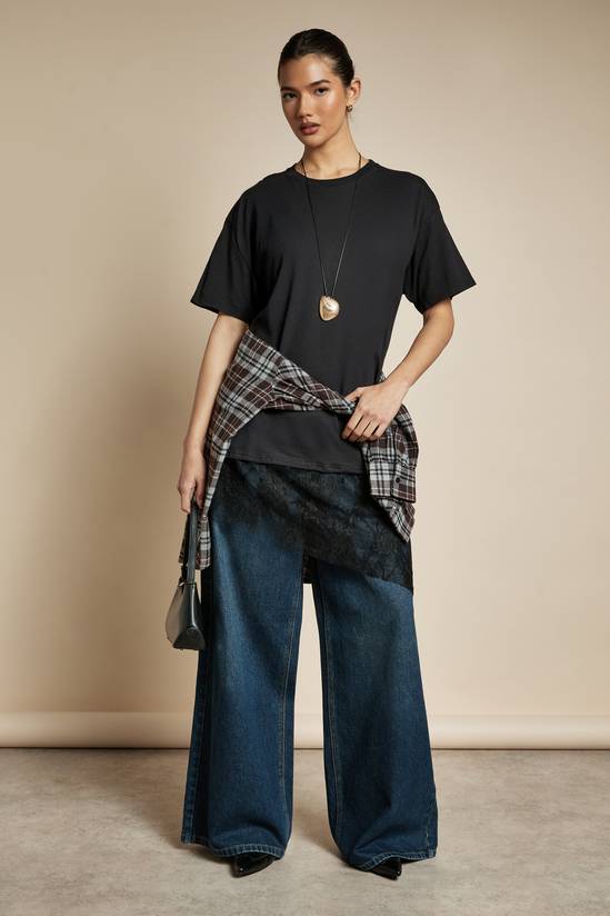 Lace Hem Oversized Tshirt