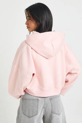 Petite Boxy Balloon Sleeve Oversized Zip Through Hoodie