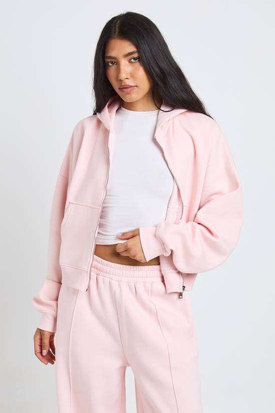 Tall Boxy Balloon Sleeve Oversized Zip Through Hoodie