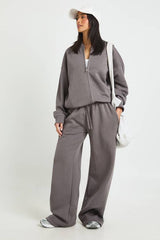 Petite Bomber Jacket Wide Leg Jogger Tracksuit