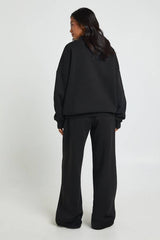 Petite Neck Detail Sweatshirt Wide Leg Tracksuit Tracksuit
