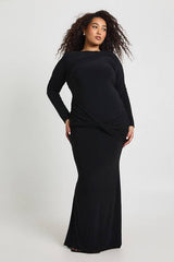 Plus Twist Detail Long Sleeve Maxi Dress